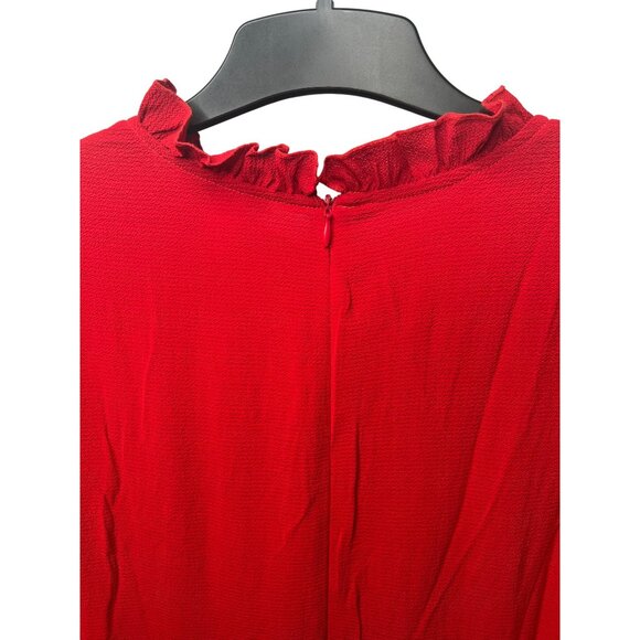 London Times Women's Smocked Bodice Tiered Midi Dress Red Size 12 - Picture 8 of 13